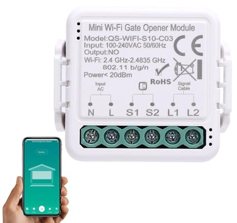 Hyuduo Ouvre-porte de Garage Intelligent Wi-Fi, Commande Vocale Compatible avec, Télécommande, Fonction Minuterie pour la Domotique (QS-WIFI-S10-C03)