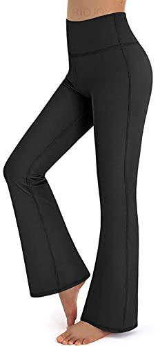 RIOJOY Women Stretch Bootleg Trousers Casual Wear Elasticated High Waist Bootcut Yoga Pants