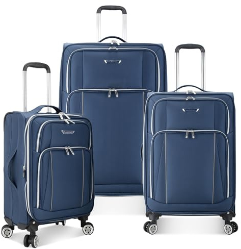 Traveler's Choice Lares Softside Expandable Luggage with Spinner Wheels, Navy, 3 Piece Luggage Set, Lares Softside Expandable Luggage with Spinner Wheels