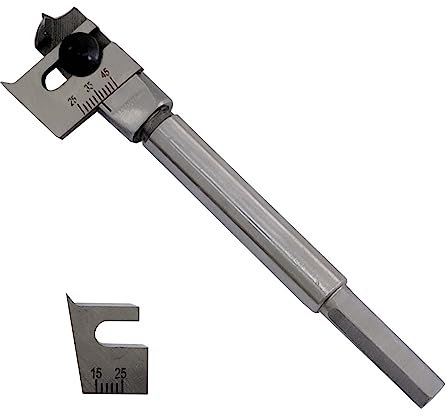 Auto-Plaza 15-45mm Adjustable Spade Bit Set for Woodworking - 2 Pieces, 2 Flutes, 45mm Max Diameter