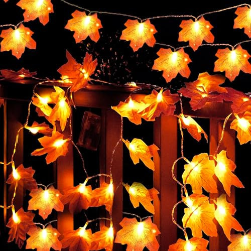 BBLTIFF Ghirlanda Autunnale, 3M 30 LED Foglie di Acero Luci, Decorazioni Autunnali Decorazione Batteria Alimentato, Addobbi Autunnali Lucine Perfetta per Halloween, Natale, Feste, Interni, Patio