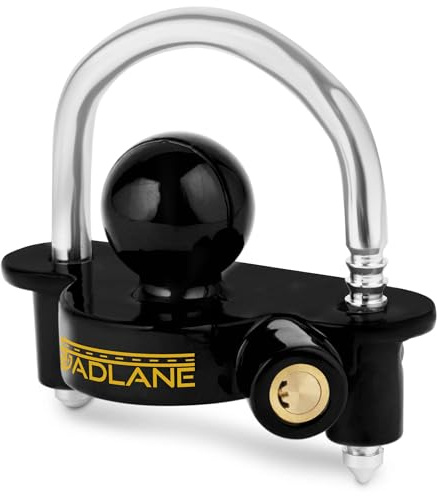 GADLANE Cerradura de enganche de remolque – Robusta cerradura de enganche para caravana con 6 posiciones de bloqueo para una fácil instalación, hecho de aluminio resistente – Kit de seguridad para