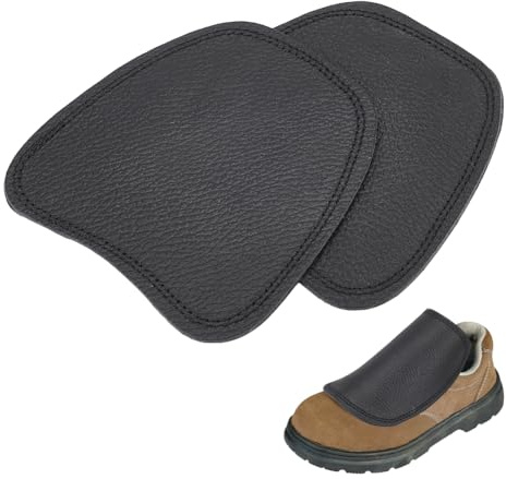 NBEADS 2 Pcs Couvre Bottes en Cuir, Couvre Lacets de Bottes Plaque de Protection en Cuir de Vache Couvre Chaussures de Soudeur Portable pour Travaux de Soudage, Noir, 135x133x4mm