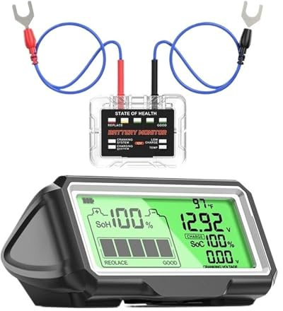 Car Battery Tester, 12V Car Battery Capacity Tester Monitor LED Display Waterproof SOH SOC Battery Health Analyzer Auto Tester Tools