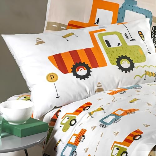 Caleffi Bettwäsche für Einzelbett, Art. City Car aus 100 % Baumwolle, Farben Beige oder Grau (Beige)