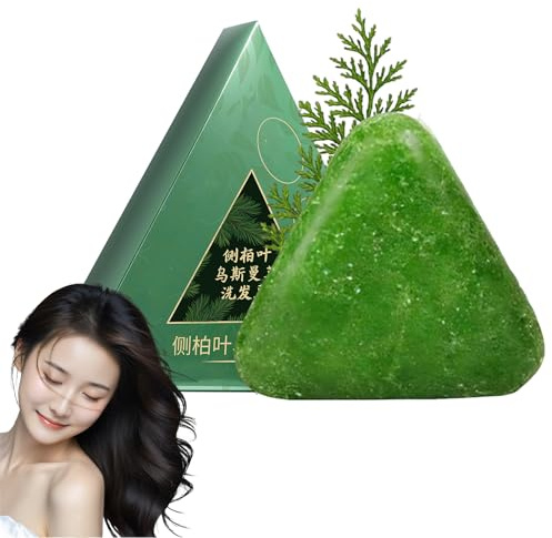 Jabón verde, champú en barra, champú de jabón verde, calmante y fortalecedor del cabello para mujeres y hombres (1pcs)