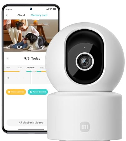 XIAOMI C302 2K 3MP cámara Interior con privacidad, Giro 360°, detección IA bebés/Mascotas, Audio bidireccional, Compatible con Alexa y Google