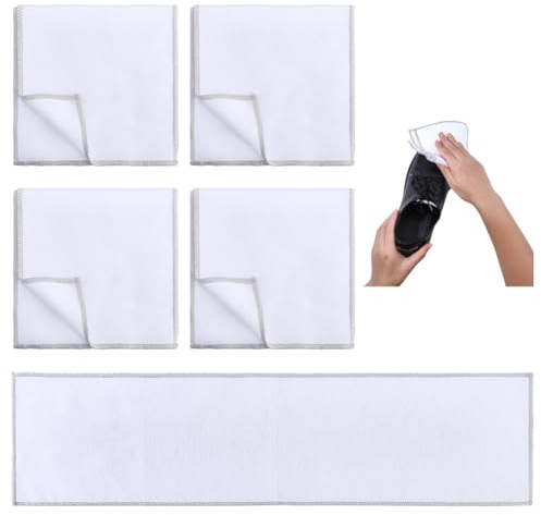 FINGERINSPIRE 5 Pz Panno per Lucidare le Scarpe, 550x127mm in Cotone per la Pulizia delle Scarpe in Pelle in Morbido Cotone Bianco per la Cura della Pelle dei Tacchi per Rimuovere la Polvere
