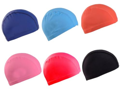 6pcs Fabric Swimming Cap, Swim Caps for Women and Fabric Swimming Cap Kids, Ideal for Pool Activities and Swim Lessons, Soft Swim Hat with Comfortable Fit