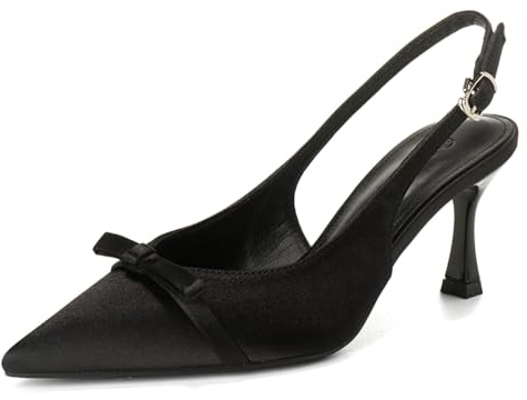 Slingback punta afilada mujer tacón aguja 7cm vestido formal | outfit oficina trabajo evento slingback estructurado zapatos formales diarios