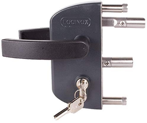 Gartentorschloss Locinox Lakz P1 Anthranzitgrau para 40mm Tiras Rectangulares, Ajustable, Edelstahl-Mechanismus Castillo para Portal Del Jardín, Gittertorschloss, Cerradura Puerta, Hoftorschloss, Ala