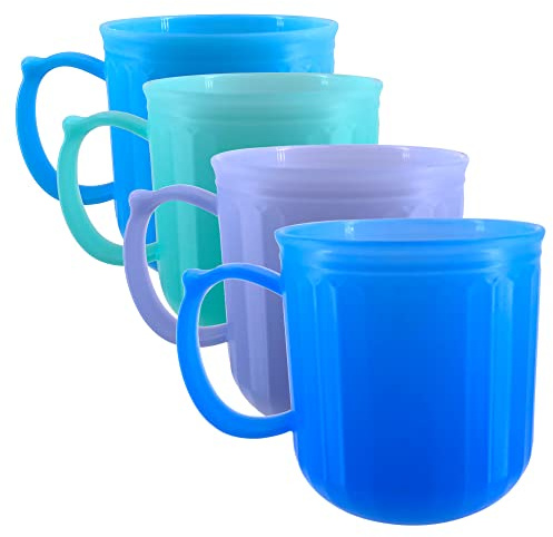 YUYUHUA Plastic Coffee Mug 4 set Microwave and Dishwasher Safe - BPA Free Reusable Cups 13 oz - Unbreakable Thick Wall Bulk Coffee Mugs for Kids Kitchen Home Outdoor Camper Nautical