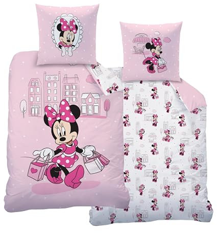 Bed Linen 135 x 200 cm Flannel Flannelette Girls Boys Cuddly Soft for Winter 1x Pillowcase 80 x 80 cm + Duvet Cover 135 x 200 cm 100% Cotton (Minnie Mouse)