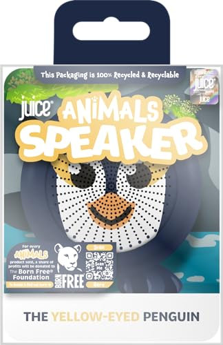 Juice The Animals Speaker, Wireless Rechargable Device, Stereo, for iPhone, iPod, iPad, Samsung, Smartphone, MP3 Player, Tablet, PC - Penguin