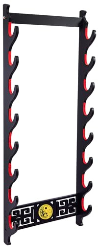 FOXSMZZ Porta spada Katana staffa da parete Samurai Spada Telaio Display Frame Red Velluto China Tai Chi Style (8 strati)