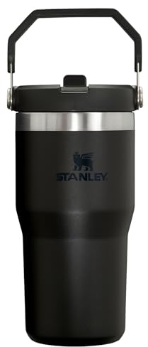 Stanley IceFlow Flip Straw Tumbler with Handle 20 oz | Twist On Lid and Flip Up Straw | Leak Resistant Water Bottle | Insulated Stainless Steel |BPA-Free | Black 2.0