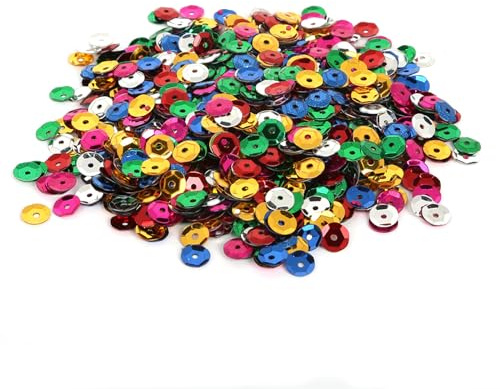 Sequins for Crafting,10000Pcs 6-7mm in Diameter Premium Quality Cup Sequins for Sewing Wedding Christmas DIY Arts Crafts Making,Multicolored