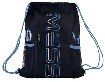 Messi Boys Lifestyle Drawstring Bag, Front & Water Bottle Pocket, Dark Blue