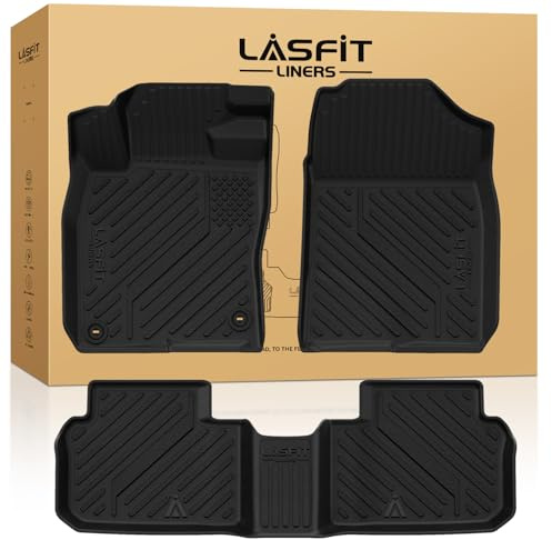 LASFIT Floor Mats for Honda Civic Hybrid Sedan 2025 2026 & Hybrid Hatchback 2025 2026, All Weather TPE Custom Fit Car Floor Liner, 1st & 2nd Row, Black