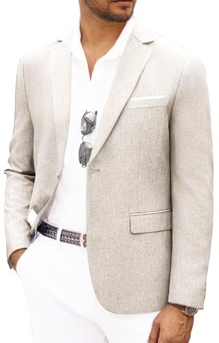 i · FineLong Blazer décontracté pour Homme - Coupe ajustée - avec Un Bouton - pour Le Travail Quotidien et Les fêtes de Fin d'année