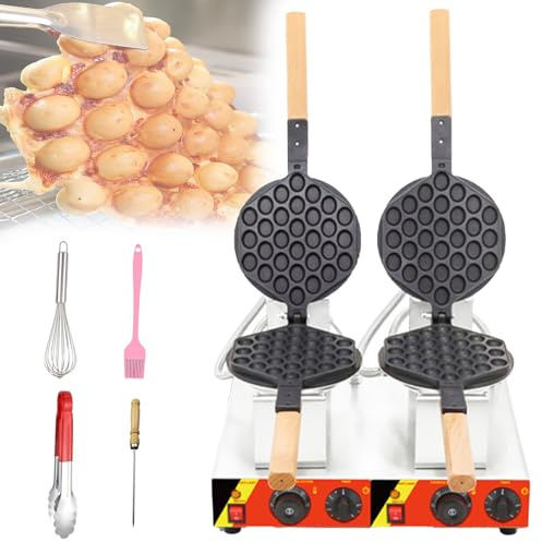 VzxCrue Gaufrier Commercial à Bulles, Gaufrier Commercial à Bulles, ContrôLe IndéPendant De La TempéRature Et du Temps, pour Les Snacks, Les CaféS Ou La Maison DualHead