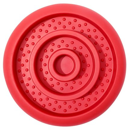 Pawnana Slow Feeder Lick Mat for Dogs - Keep Them Busy - Natural Rubber Dog Frozen Treat Toys - Durable Interactive Enrichment Toys - Licking Dish for Dog De-Stressing, Red