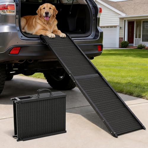 Rampas para perros para coches, 170 cm x 41 cm, rampa plegable extra larga para perros con superficie antideslizante, de servicio pesado, capacidad de 100kg, rampa portátil para mascotas, para SUV