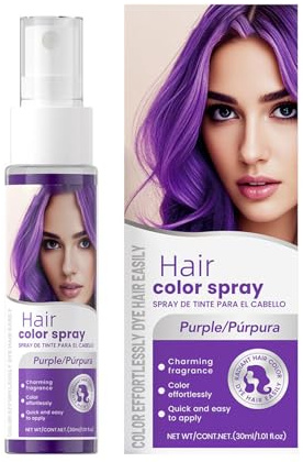 Lila Haarspray, Verrückte Haarfarbe Lila Waschbares Haarfarbe Spray, Temporäre Haarfarbe Sofort-Styling, Schnelle Haarfärbung, Haar Colorationen für Party, Karneval, Cosplay (Purple, 30ML)