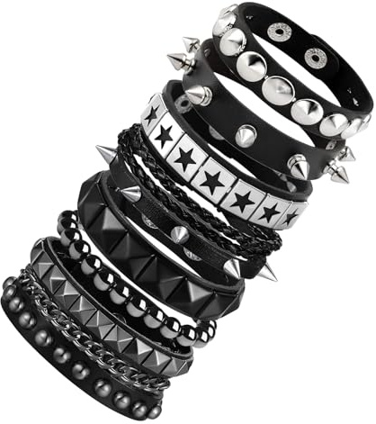 7 Stück Nietenarmband Herren Punk Armband Studded Bracelet Nieten Armband Nieten Armbänder Nietenarmband Damen Punk Schmuck Modisch Einzigartig Für Partys Festivals Maskenbälle Cosplay Rockkonzert