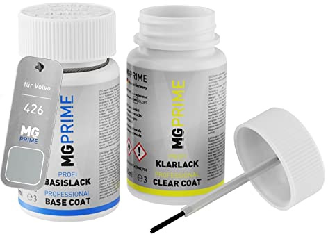MG PRIME Billack lackstift för Volvo 426 Mystic Silver Metallic + klarlack