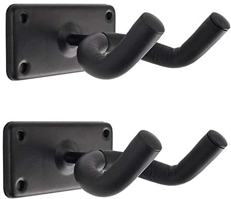 CAIHONG Väggfäste för gitarr 2-pack, metallfyrkantig, krokfäste, stativ display med skruvar – lätt att installera – passar gitarrer, bas, mandolin, banjo, ukulele