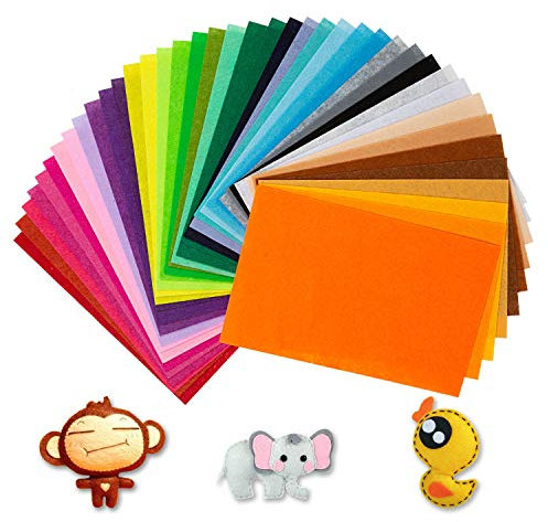 Wodasi 40 Farben Filzstoff, 20 * 30cm Felt Fabric Filzplatten zum DIY Handwerk Nähen Projekte Patchwork, Filzstoff Bastelfilz Nähen Filz Blätter, DIY Polyester Bunter Filzstoff Bastelfilz, Zufällig
