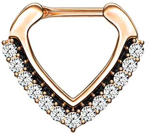Segment Clicker Scharnier Ring Piercing Dreieck mit Glitzer Strass Septum Tragus Helix Nase Lippe Nasenring Nasenpiercing Ohr Knorpel Rosegold