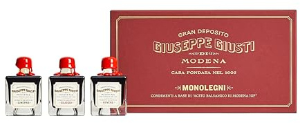 Giusti - Tris Monolegni Rovere, Ciliegio, Ginepro - Condimenti a base di Aceto Balsamico di Modena IGP - 3x50ml