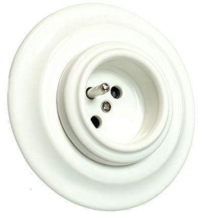 FRENCH Base de Prise en Porcelaine avec Terre, Boîte à Encastrer 16 A, 240 V Blanc