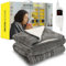 MONHOUSE Heated Throw - Electric Blanket - Digital Controller - Timer up to 9 hours, 9 Heat Settings, Auto Shutoff - Machine Washable - Single 130X160cm -GREY SHEARLING