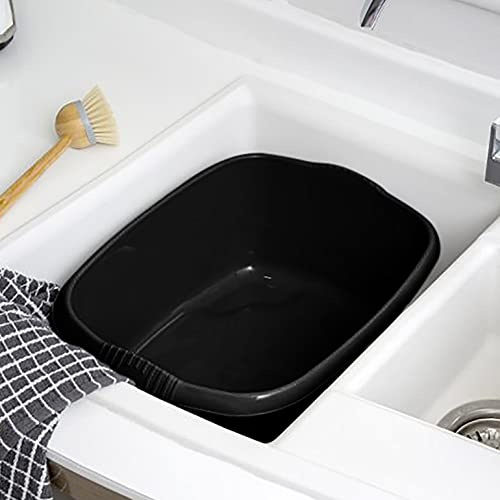 TENLITE Midnight Black Plastic Washing Up Bowl, Cutlery Tray, Laundry Basket, Dish Drainer, Home And Kitchen Organiser, Kitchen Set (39 cm Rectangular Bowl)