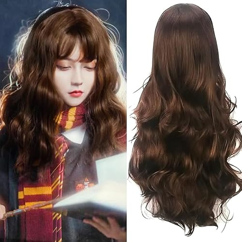 Colorfulpanda Cosplay Perücke Braun Damenperücke Lang Gewellt Locken Perücken Wigs für Frauen Alltag Anime Cosplay Kostümparty Halloween Karneval