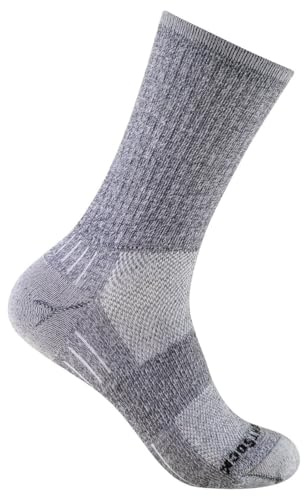 Wrightsock - 1 Paar Herren/Damen Profi Sportsocke, Wandersocke in mittelgrau grau, Anti-Blasen-System, doppel-lagig, Crew (wadenhoch), Gr. S