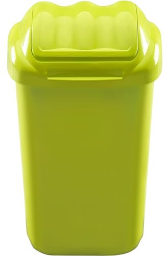 Home Centre Flip Top Plastic Waste Bin 50 Litre Green Kitchen Office School Work Recycling Disposable Trash Dispenser Household Recyclable Rubbish Bin Easy Cleaning Green 50 lt