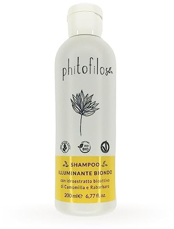 PHITOFILOS Hellendes Shampoo Blond mit Kamille und Rhabarare 200 ml Reflex VEGANO ECOBIO COSM010