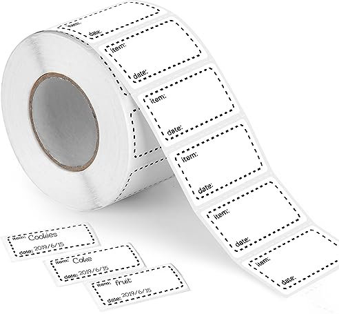 ilauke 1000 Freezer Labels, 50x25mm Food Stickers, Sticky Roll for Pantry Jars/Storage Boxes, Easy to Peel Off (Black)