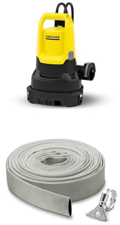 Kärcher SP 16.000 Dual flachsaugende Schmutzwasser-Tauchpumpe & Gewebeschlauchset 1, 1/4 Zoll (10 m) mit flexiblem Gewebeschlauch