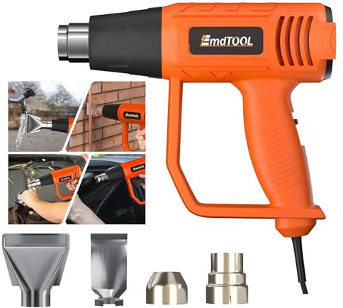 Ventilatore ad aria calda da 2000 W, 2 livelli di temperatura, 300/600 °C, pistola termica professionale per rimuovere vernice, vernice, sciogliere gli adesivi, restringimento del PVC, arancione
