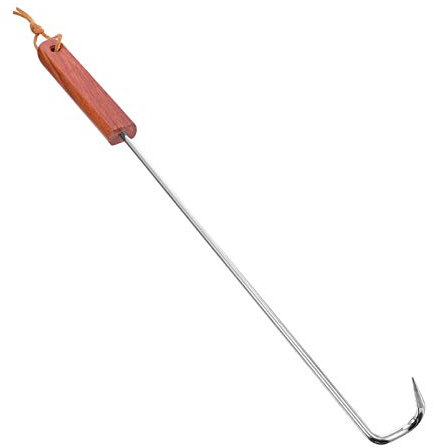 Ciieeo Tourne-Barbecue en Acier Inoxydable Manche en Bois Marron, Outil pour Retourner la Viande et Spatule de Gril, Accessoire Barbecue Portable pour Cuisson en Extérieur