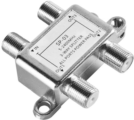 SAT/BK Splitter, 5-2400 MHz 3-Fach Splitter (3-Wege) Satelliten-Verteiler für TV & Radio, HDTV/UHD 4K, DVB-S/S2, DVB-T/T2, DVB-C/C2, SAT Splitter 3 Ausgänge