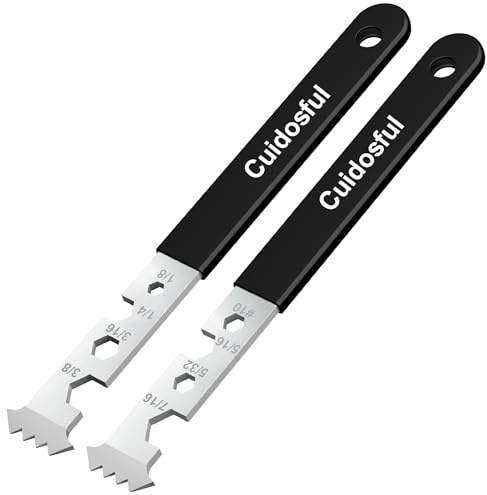 2-in-1 Paver Removal Tool with Hex Wrench, 2 Pcs Set Paver Puller Tool with Double Joint Scraper, Micro-Tooth Groove & Non-Slip Handle for Removing Pavers, Bricks, Blocks & Tightening Hex Nuts, Screws