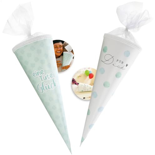 com-four® 2x school cones 40cm, sibling school cones made of cardboard