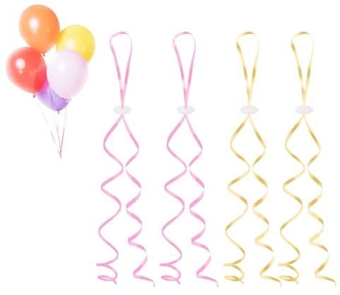 Chiusure per palloncini a elio con cordino per palloncini, 100 pezzi, colore rosa/oro, chiusura per palloncini, corde per palloncini, spago da appendere per feste di matrimonio, compleanno, festa