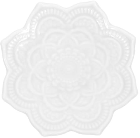 BESPORTBLE Plateau à Bijoux Unique Design Blanc en Céramique Forme Fleur Mandala Délicat pour Décoration et Organisation la Saint-valentin sur Coiffeuse